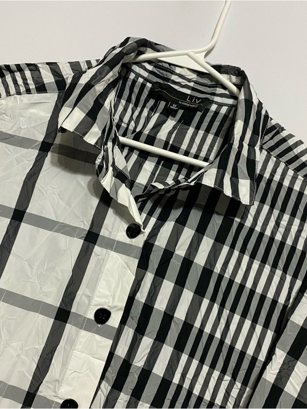 Liv by Habitat Clothing Black White Windowpane Crinkle Tory Langenlook Artsy M